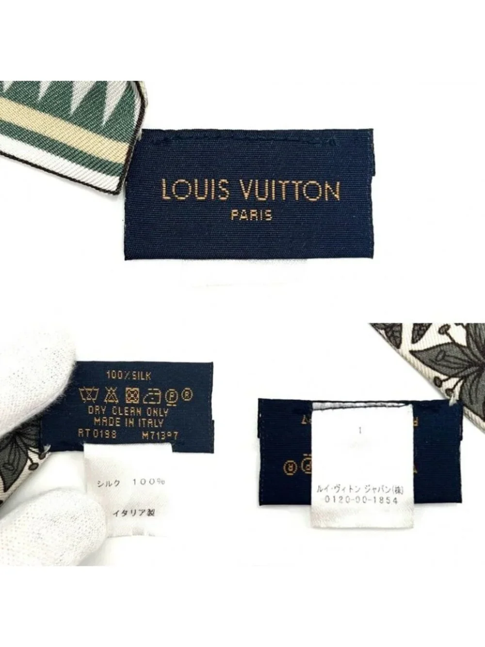 ★SOLD★ Louis Vuitton Scarf Bandeau BB Joudou Silk Khaki - Picture 4 of 8